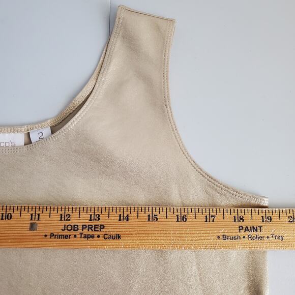 Chicos Women Metallic Gold Tank Top L 2 Minimal Modern Career Cocktail Event NEW - Picture 6 of 7